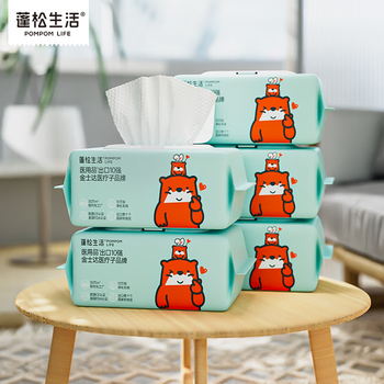 有券的上：POMPOM LIFE 蓬松生活 婴儿湿巾 加大款 80抽*5包全利兔-实时优惠快报