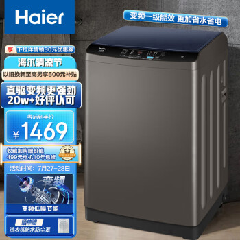 海尔（Haier) 波轮洗衣机全自动家电 以旧换新 10公斤直驱变频 蝶型水流 除螨洗 租房神器EB100B20Mate1