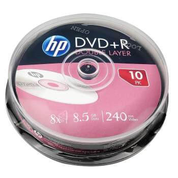 惠普 8速 DVD+R DL 空白光盘 8.5g 刻录光盘 D9 大容量空白光盘8g碟片 10片装
