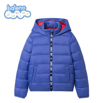 Baleno Junior 班尼路童装秋冬男女童字母连帽外套棉服加厚棉袄棉衣中大童保暖 10B 闪电蓝 110cm母婴玩具类商品-全利兔-实时优惠快报