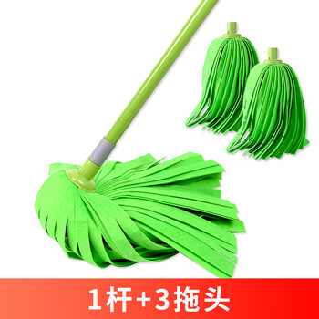 拖把布条家用思高无纺布墩布绿拖三头拖把