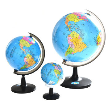 5cm世界地球仪摆件 中号 中国世界地图各一张 放大镜