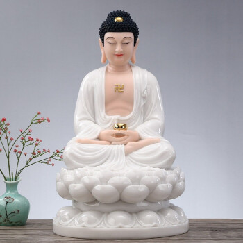 圆通 台湾汉白玉石雕释 迦牟尼佛像 家用 供奉 释迦摩尼娑婆三圣 摆件 42寸释迦佛（高108厘米）