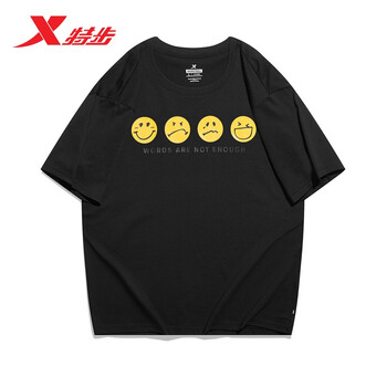 特步短袖针织衫t恤半袖男女同款春夏运动服圆领官方旗舰878227010078