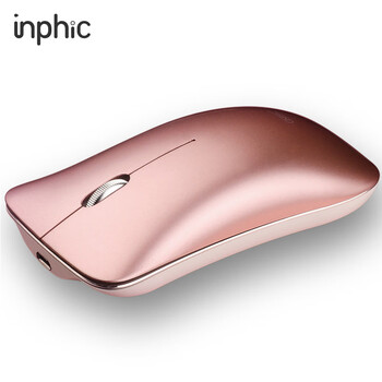 英菲克(INPHIC) PM9 鼠标 无线鼠标 办公鼠标 静音鼠标 充电鼠标 铝合金边框 超薄便携 2.4G 玫瑰金