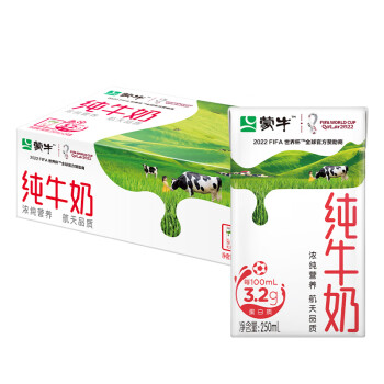 MENGNIU 蒙牛 3.2g蛋白质 纯牛奶 250ml*24盒