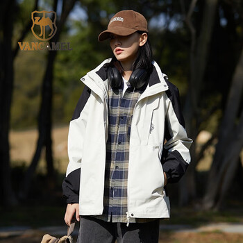 VANCAMEL 西域骆驼 冲锋衣男女加厚防风保暖登山服三合一可拆卸夹克外套连帽滑雪服 KY1818S熊猫白/黑色-女 3XL运动户外类商品-全利兔-实时优惠快报