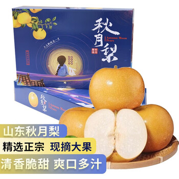 山东秋月梨莱阳特产 5斤普箱 精美秋月梨6-9个食品类商品-全利兔-实时优惠快报