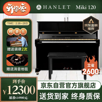 塞德尔汉勒（HANLET）钢琴Miki 120全新立式钢琴教学初学练习考级 经典黑色