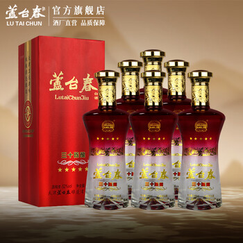 芦台春 红五星三十陈酿浓香型白酒52度500ml*6瓶 整箱装 (内含礼品袋)食品类商品-全利兔-实时优惠快报