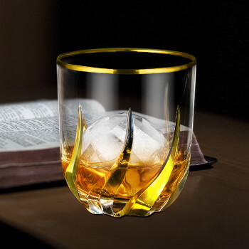高斯（Glass）高斯意大利进口水晶玻璃威士忌杯洋酒杯水杯果汁杯柠檬杯礼盒包装 (单只)22K黄金火焰杯 290ml