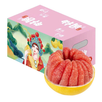 鲜桃记 福建平和红肉红心蜜柚子8.5-9斤 单果1000g+ 4个礼盒装 新鲜生鲜时令水果