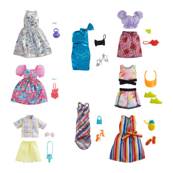 芭比（Barbie）儿童女孩礼物洋娃娃小公主过家家玩具-芭比衣橱系列之夏日潮流配件套装GWC27（随机发货1套）