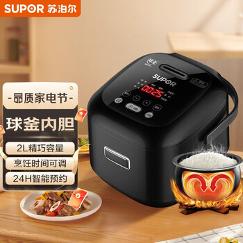 苏泊尔（SUPOR）电饭煲 2L 迷你智能电饭煲可预约定时 火旋风球釜内胆电饭锅FXB20FC615-35