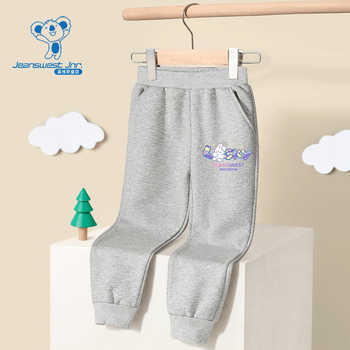 JEANSWEST 真维斯 女童裤子2023新款童装儿童春秋季卫裤运动裤休闲长裤中大童外出服 灰裤幸运兔 140母婴玩具类商品-全利兔-实时优惠快报