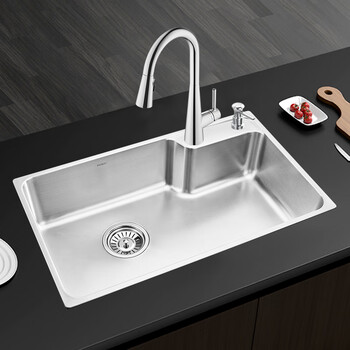 京东PLUS：MOEN 摩恩 SK28003 厨房大单槽套餐 304不锈钢 630*430单槽+85210精铜龙头家具家装类商品-全利兔-实时优惠快报