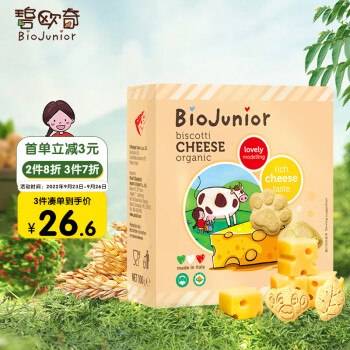 碧欧奇 (Biojunior)意大利进口 有机宝宝零食品 磨牙饼干（可用作磨牙棒）营养美味 芝士奶酪味100g