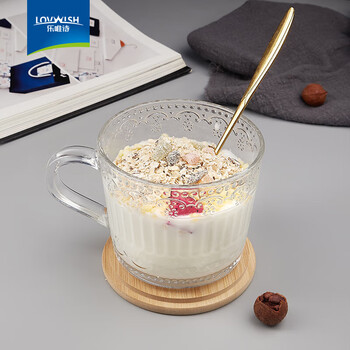 LOVWISH 乐唯诗 浮雕玻璃杯 带盖带勺日用百货类商品-全利兔-实时优惠快报