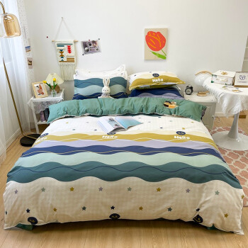 多兰诗（Duolanshi） 小清新四件套 植物花卉田园风单双人宿舍家用床单款床上用品四件套 遐想空间 2.0米四件套（被套200*230cm）