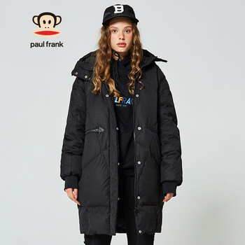 paul frank羽绒服,大嘴猴羽绒服 paulfrank大嘴猴羽绒服女2019冬季新款中长款时尚外套加厚保暖面包服