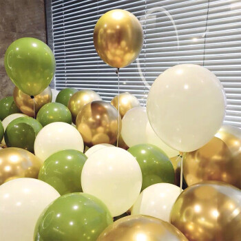 多美忆 气球装饰加厚40个装儿童生日装饰布置活动婚礼店铺开业周年庆典求婚充气含打气筒点胶彩带 绿白混色