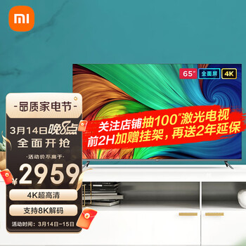 小米（MI）电视 E65S 65英寸全面屏4K超高清智能wifi液晶网络蓝牙语音液晶平板电视机 小米电视企业采购