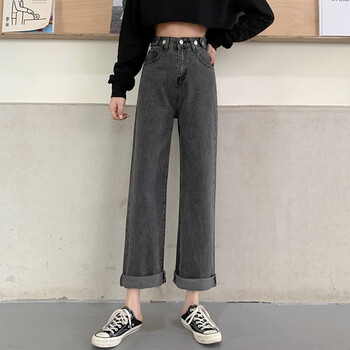 浅色高腰牛仔裤女秋冬直筒宽松显瘦春装2022新款垂感拖地阔腿裤子服饰鞋包类商品-全利兔-实时优惠快报