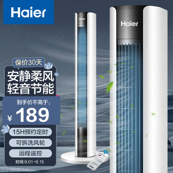 海尔（Haier）塔扇家用电风扇智能遥控大风量无叶风扇柔风立式风扇省电节能广角摇头轻音卧室定时 FZY1102A