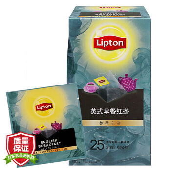 立顿Lipton  红茶  原叶茶叶英式早餐红茶三角茶包袋泡茶下午茶调味茶2g*25
