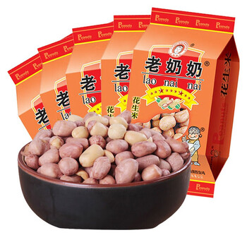 老奶奶 带皮五香味花生米102g*5/袋休闲零食坚果炒货特产下酒小吃食品类商品-全利兔-实时优惠快报