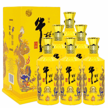 牛栏山二锅头 浓香型白酒 百年特酿15 小黄龙 42度 500mL 6瓶 整箱装