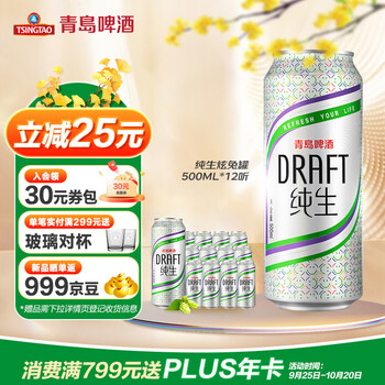 青岛啤酒 纯生炫兔罐 500ml*12听 整箱装食品类商品-全利兔-实时优惠快报