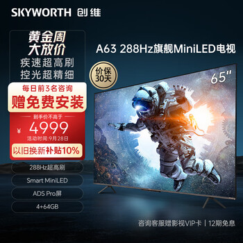 SKYWORTH 创维 65A63 液晶电视 65英寸 4K家电类商品-全利兔-实时优惠快报