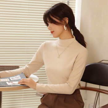 棉孔雀 女士半高领打底衫 米白色服饰鞋包类商品-全利兔-实时优惠快报
