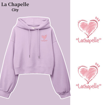 La Chapelle City 拉夏贝尔粉色短款卫衣女2023新款小个子显高显瘦设计小众上衣chic 丁香紫-city小粉心K L服饰鞋包类商品-全利兔-实时优惠快报