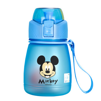 迪士尼（Disney） 塑料杯 儿童卡通水杯水壶随手杯子女夏季便携塑料迷你成人水瓶 390ML HM3251M 米奇蓝色