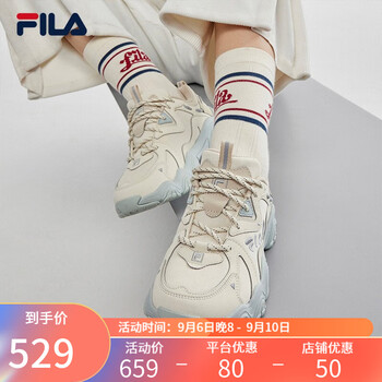FILA 斐乐 猫爪4代老爹鞋2023春季新款女鞋复古休闲鞋运动鞋 白芦笋/乳白色-WO 36运动户外类商品-全利兔-实时优惠快报