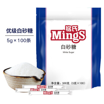 铭氏Mings 咖啡糖包 优级白砂糖 独立包装 条形白糖包5g×100条 咖啡奶茶伴侣冲饮调味食用糖