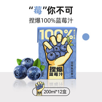 哪吒 无添加 100%果汁 蓝莓汁200ml*12瓶食品类商品-全利兔-实时优惠快报