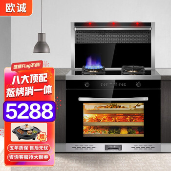 欧诚家用蒸烤消集成灶一体灶具蒸箱烤箱消毒柜自动清洗环保灶侧吸下排式L66A 双电机  八大顶配：应急启动+联动定时+特氟龙旋火