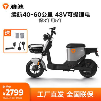 雅迪欧逸电动车新国标小型轻便电动自行车长续航亲子电瓶车代步助力车 欧逸 50【爆款新品】4815锂电 灰色