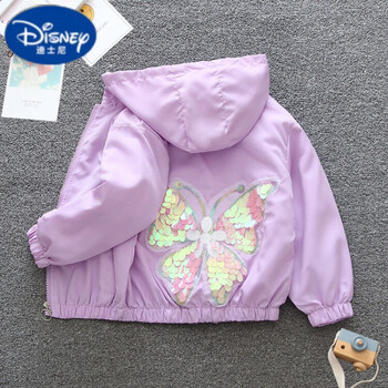 Disney 迪士尼 儿童装网红开衫夹克宝宝洋气卡通时尚棒球服 紫色 90cm母婴玩具类商品-全利兔-实时优惠快报