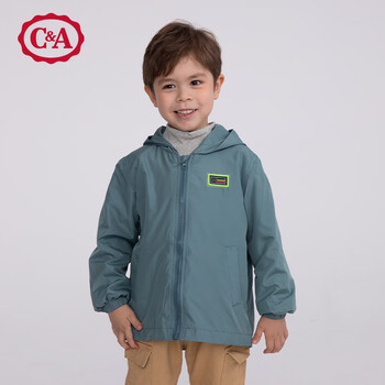 C&A 西雅衣家 C＆A男童秋季外套2023新款中大童薄款风衣童装连帽衣服男小童秋款外套 灰蓝 100cm母婴玩具类商品-全利兔-实时优惠快报