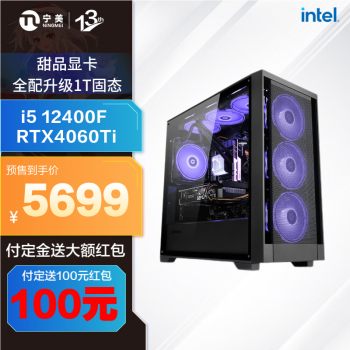 宁美预售游戏台式机电脑主机i5 13400F RTX4060Ti 高端单机游戏主机 配一 i5 12400F RTX4060Ti