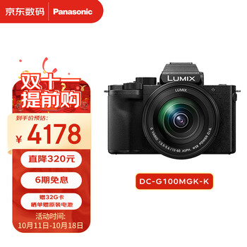 PLUS会员：Panasonic 松下 G100M M4/3画幅 微单相机 黑色 12-60mm数码类商品-全利兔-实时优惠快报