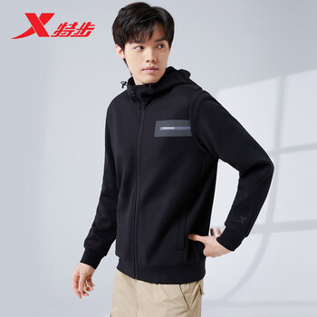 XTEP 特步 谢霆锋同款秋季外套连帽风衣男运动夹克-正黑 180/XL运动户外类商品-全利兔-实时优惠快报