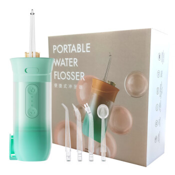 朗迪亚冲牙器成人便携式可伸缩洗牙器冲牙器s57 浅绿色 升级水压(4个喷头+2种模式)