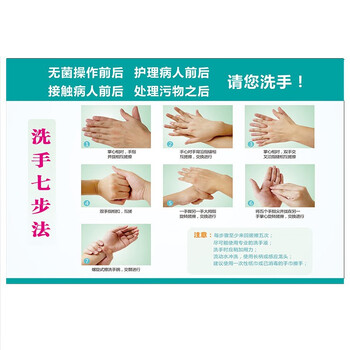 七步洗手法医院洗手间标准洗手6步法7步洗手法步骤图墙贴纸温馨提示