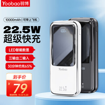 Yoobao 羽博 充电宝 10000mAh 22.5W全利兔-实时优惠快报