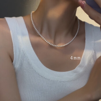 施家极细2mm珍珠项链银女轻奢小众淡水baby小米粒锁骨颈链 4mm服饰鞋包类商品-全利兔-实时优惠快报
